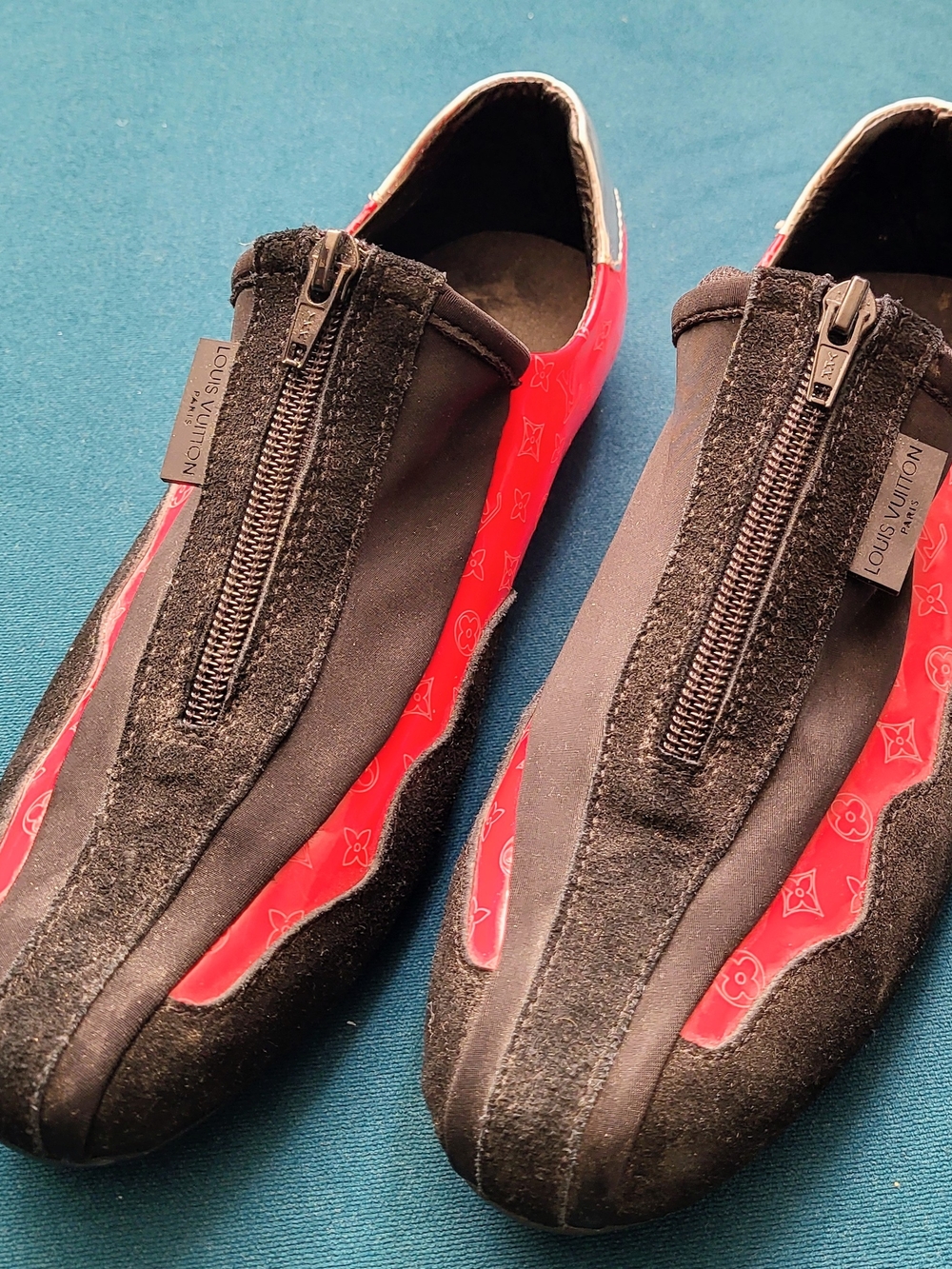 Louis Vuitton Black & Red Zip-Front Casual Shoes